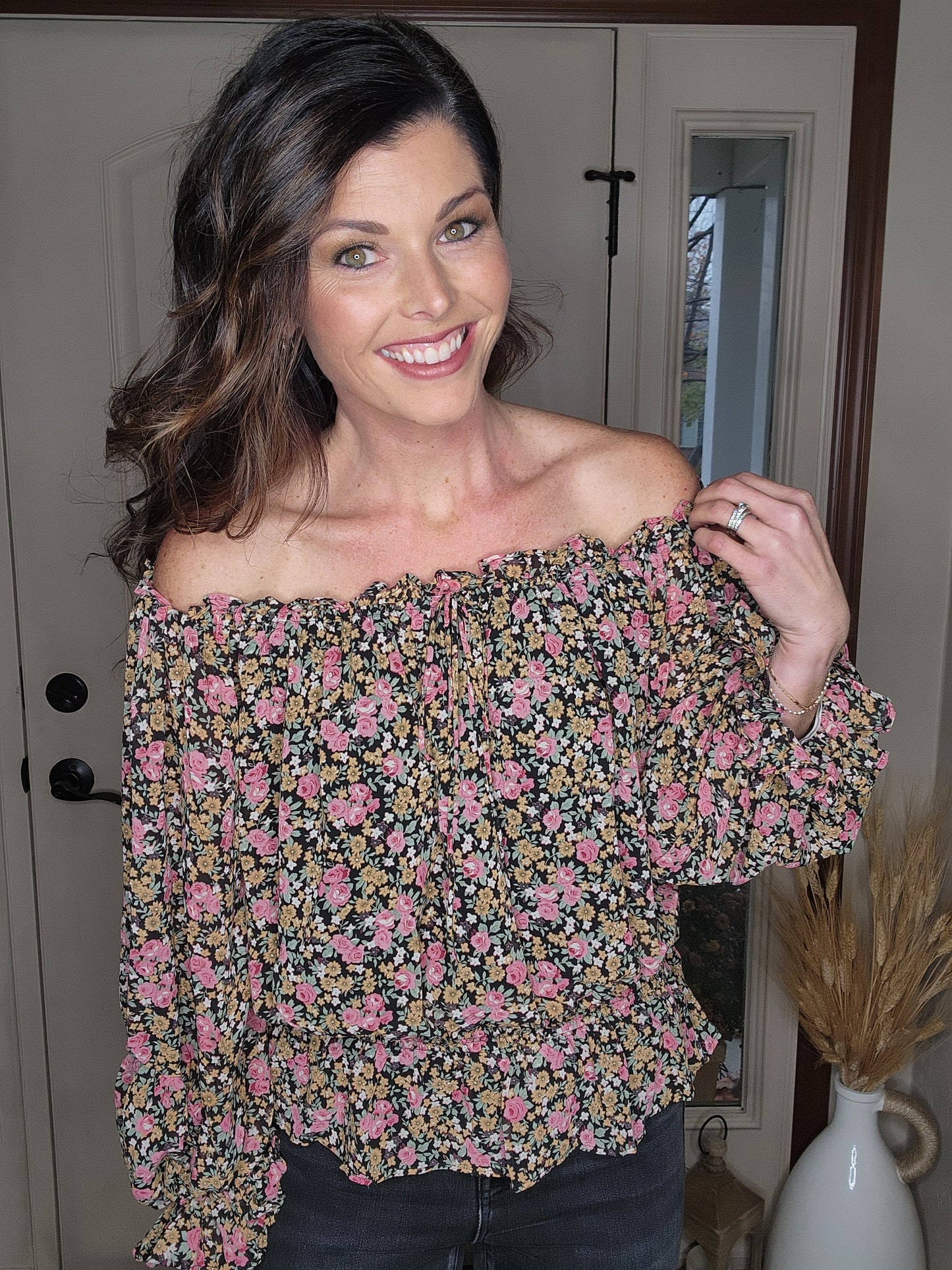 Off the Shoulder Floral Blouse