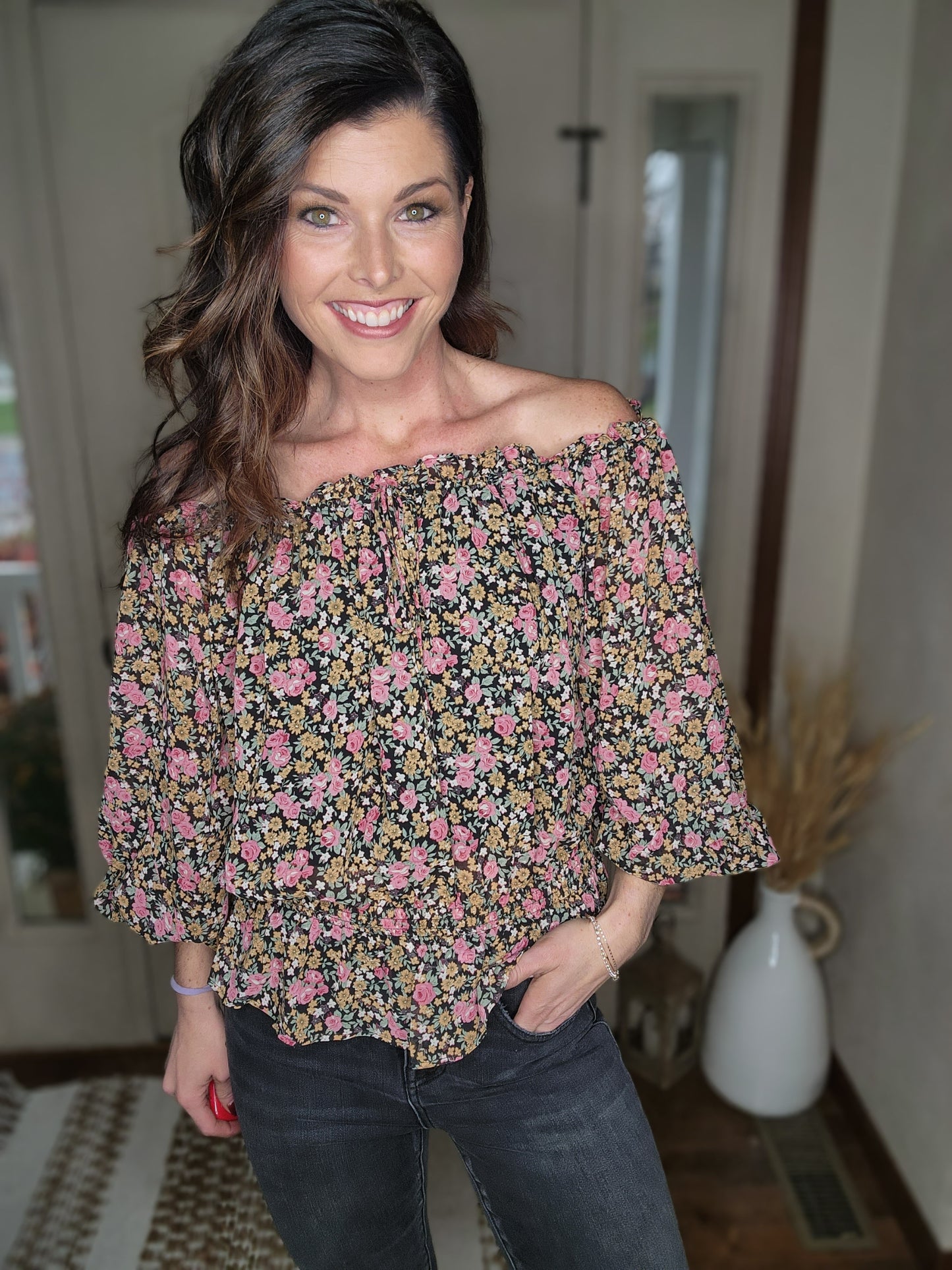 Off the Shoulder Floral Blouse