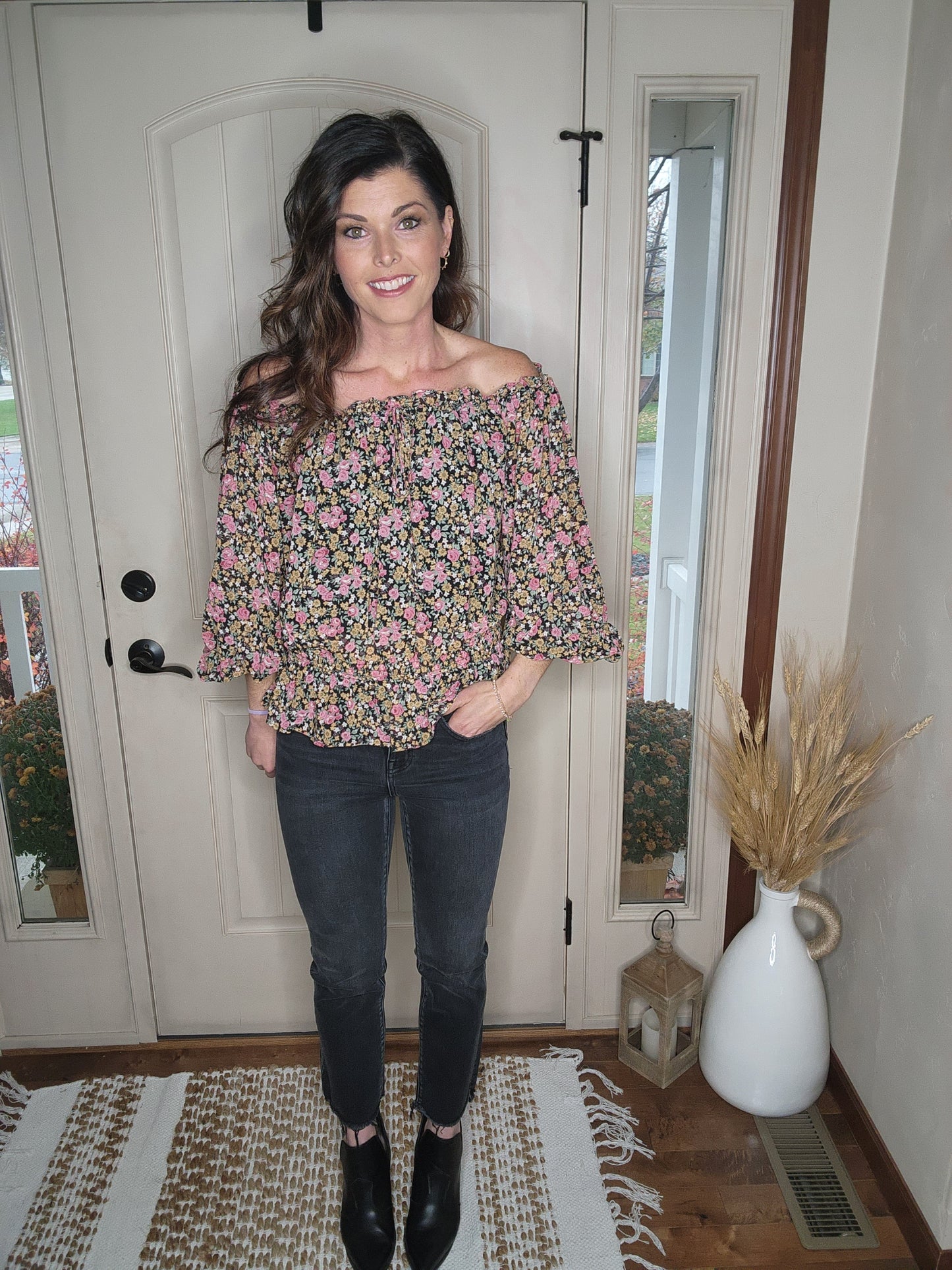 Off the Shoulder Floral Blouse