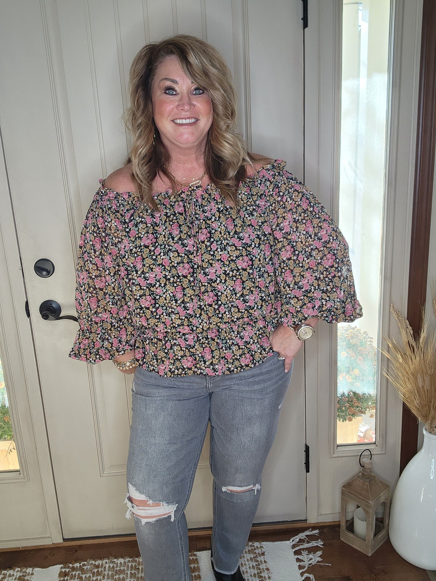 Off the Shoulder Floral Blouse