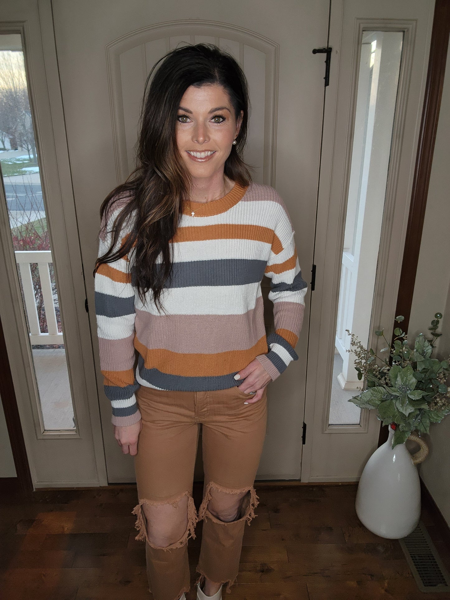 Color-block Ribbed Sweater