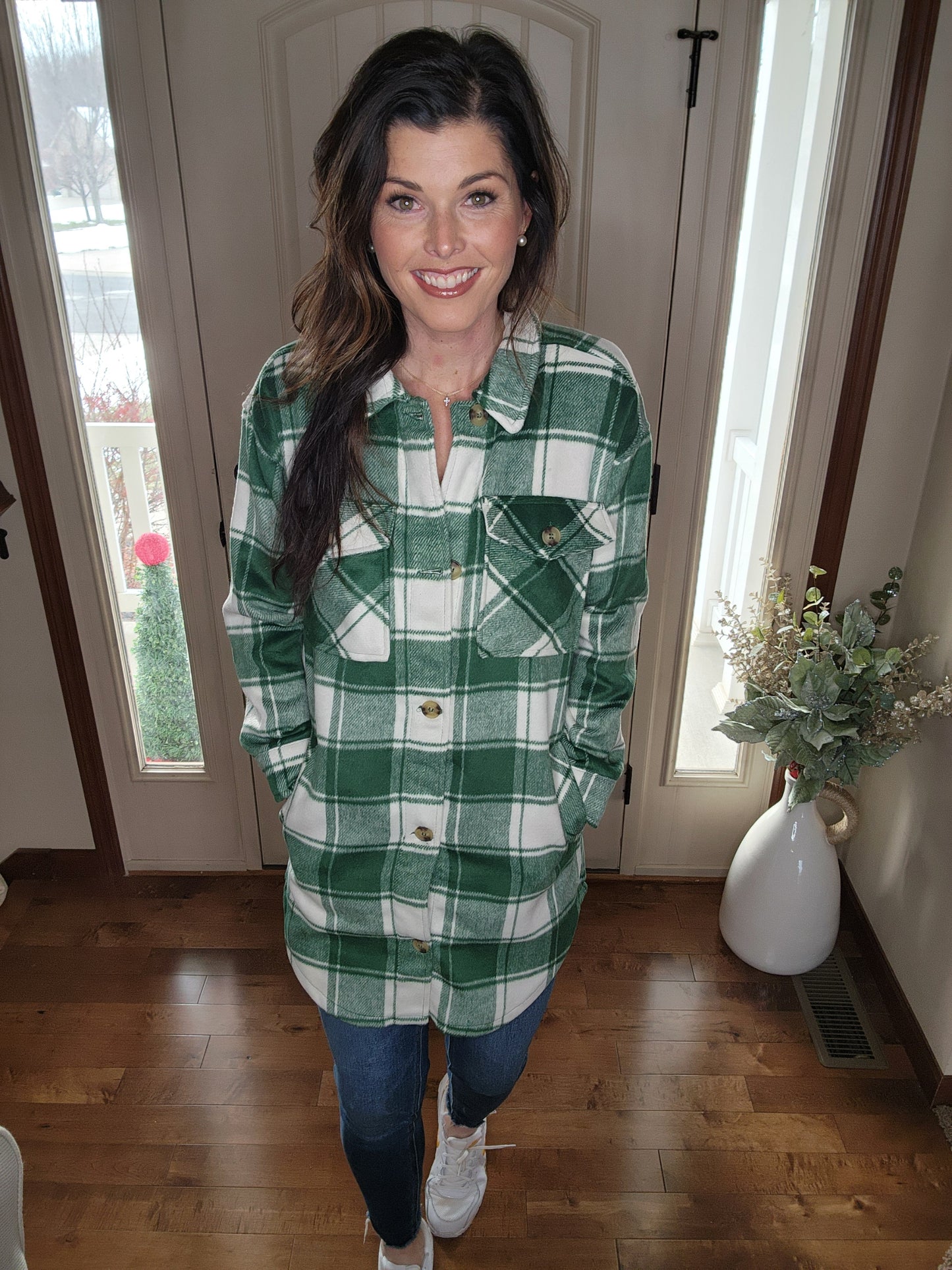 Oversized Green Button Up Shacket