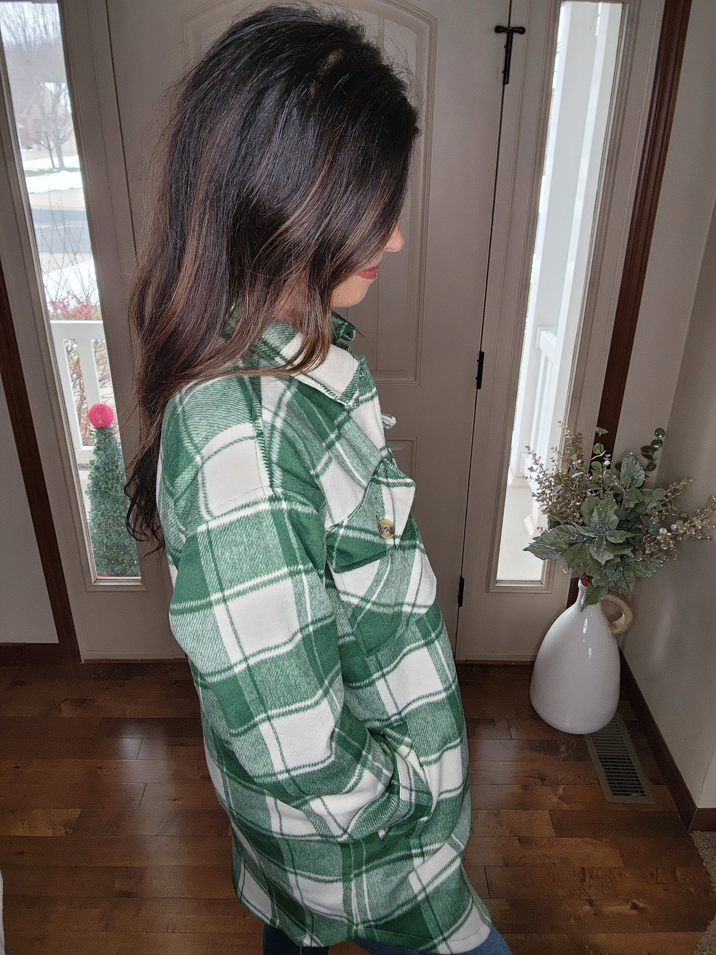 Oversized Green Button Up Shacket