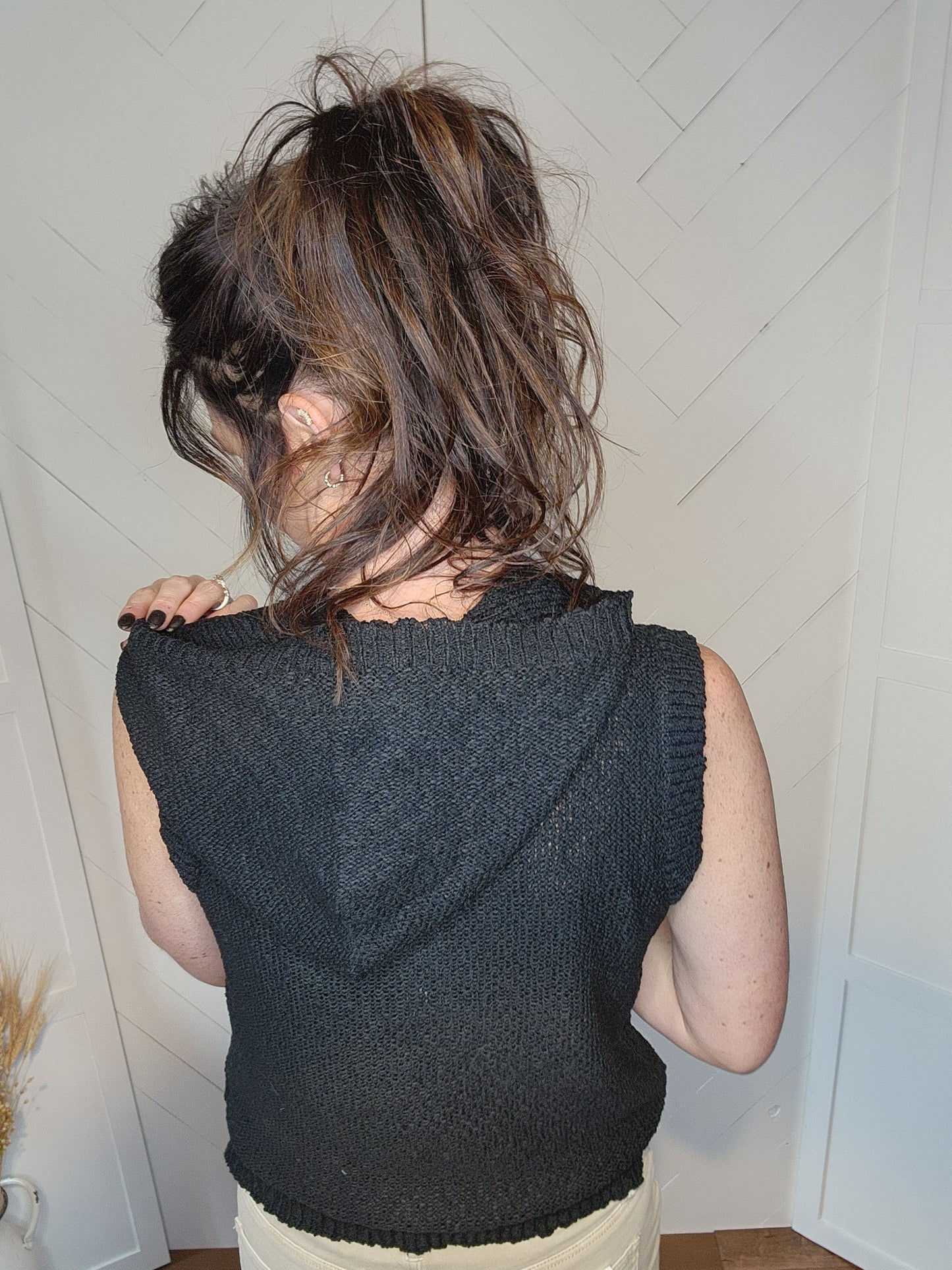 Black Sleeveless Knit Sweater