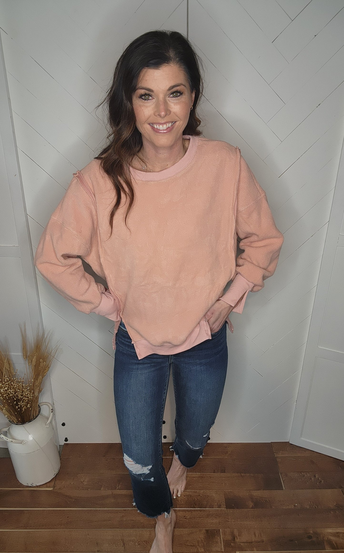 Dusty Pink Teddy Crewneck