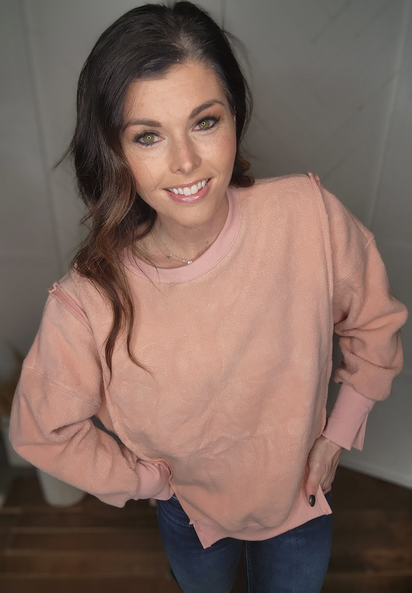 Dusty Pink Teddy Crewneck