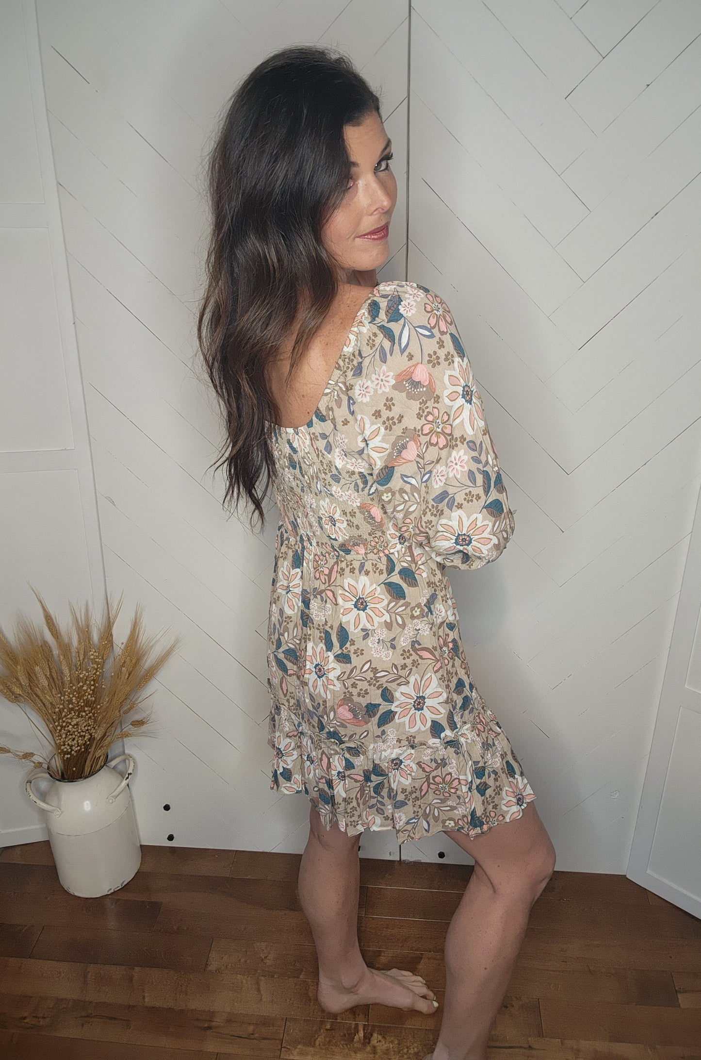 Floral Square Neck Dress