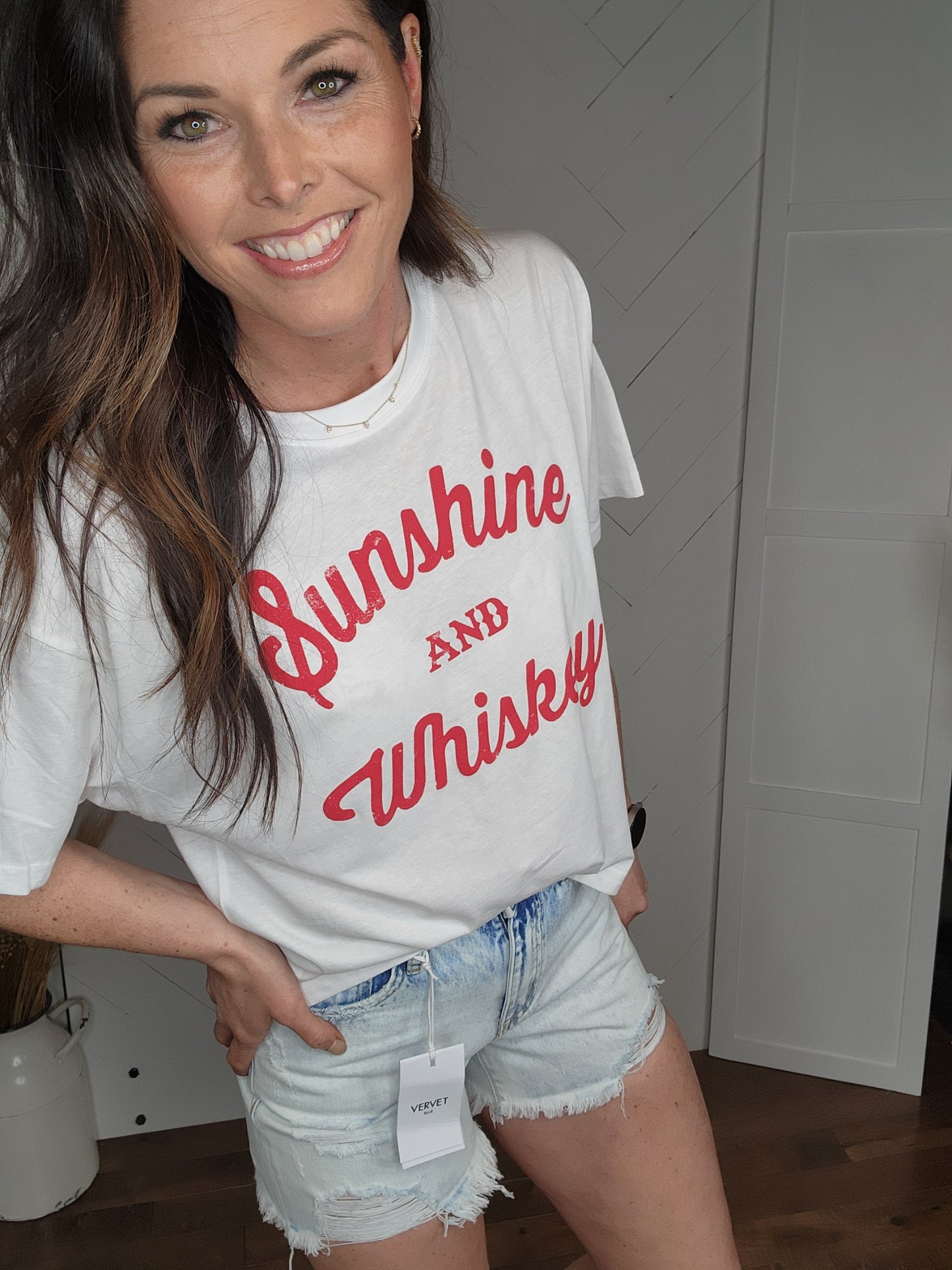 Sunshine + Whiskey Long Crop: White