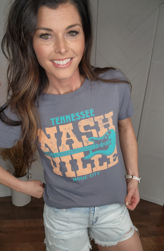 Charcoal Nashville Guitar Tee