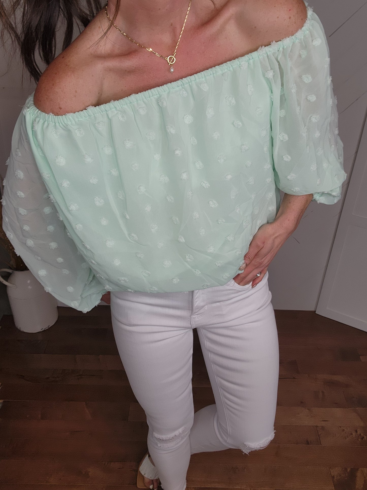 Off the Shoulder Top : Mint