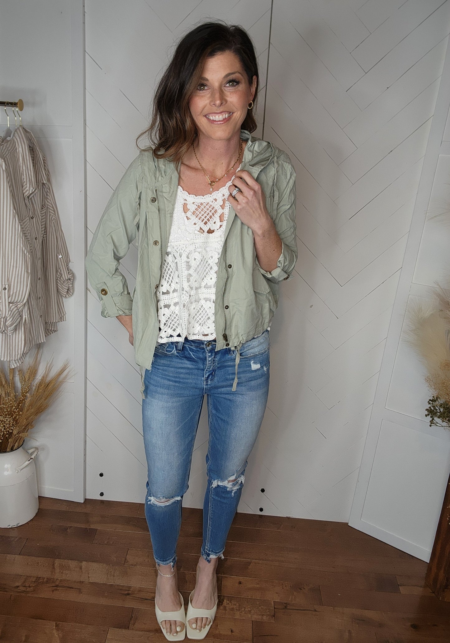 On the Go Button Up Jacket: Light Mint