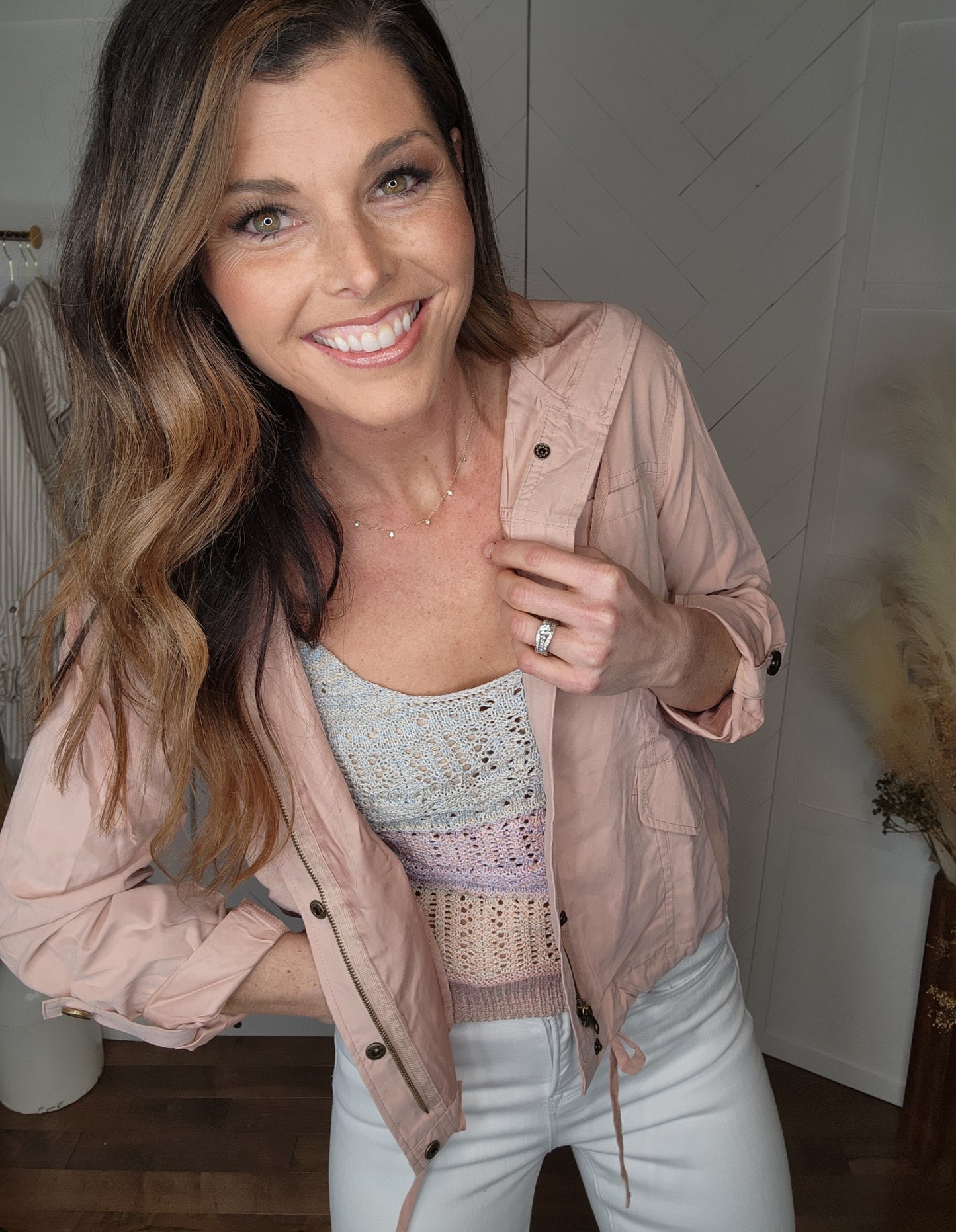 On the Go Button Up Jacket: Pink