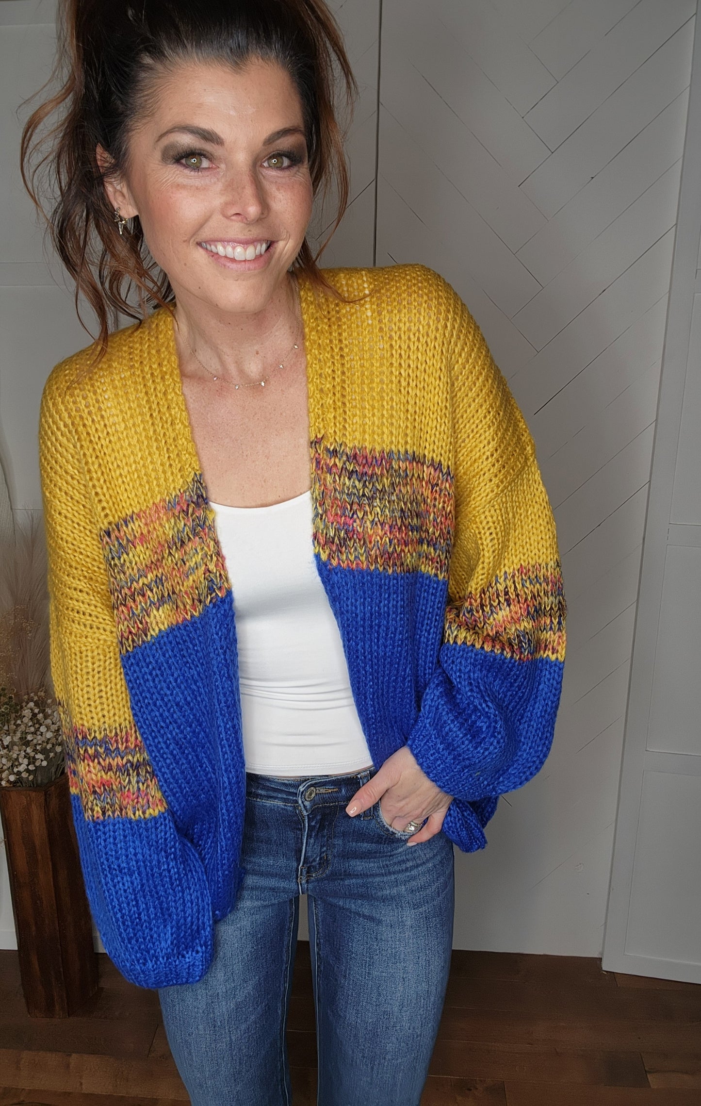 Royal + Yellow Cardigan