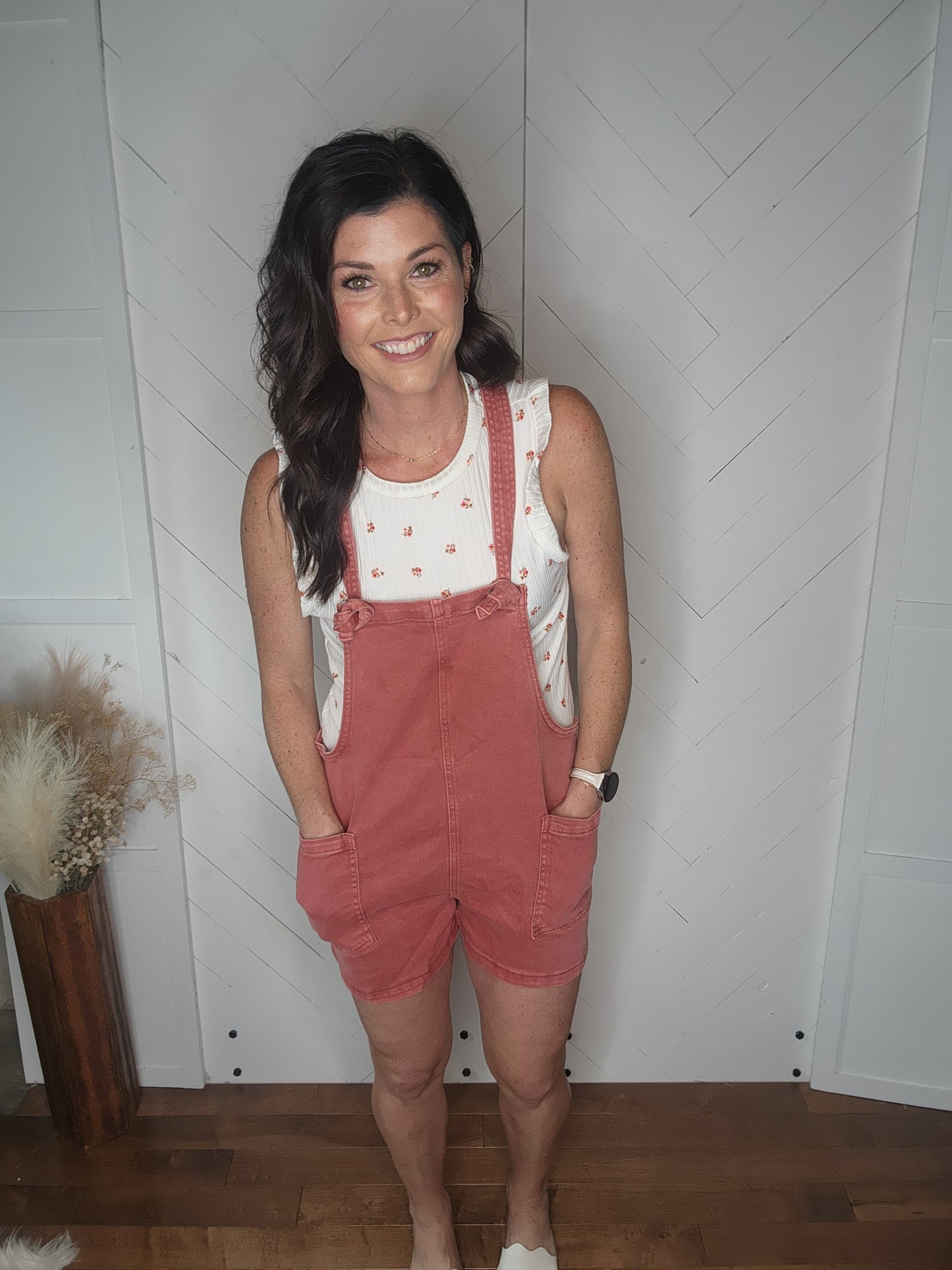 Cabernet Colored Washed Knotty Romper