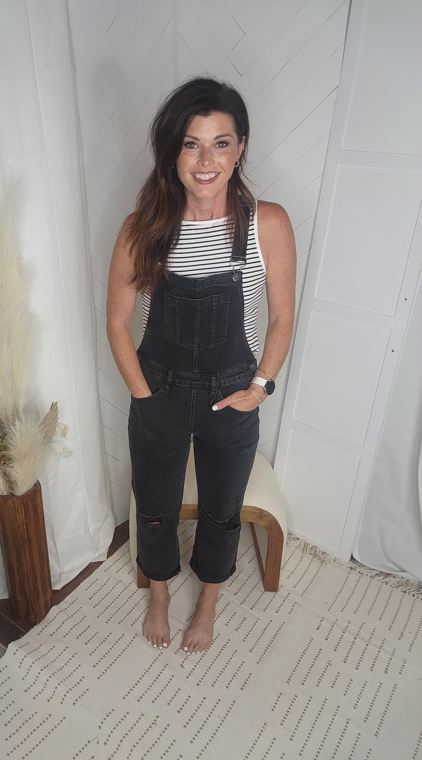 Mica Black Boyfriend Overalls