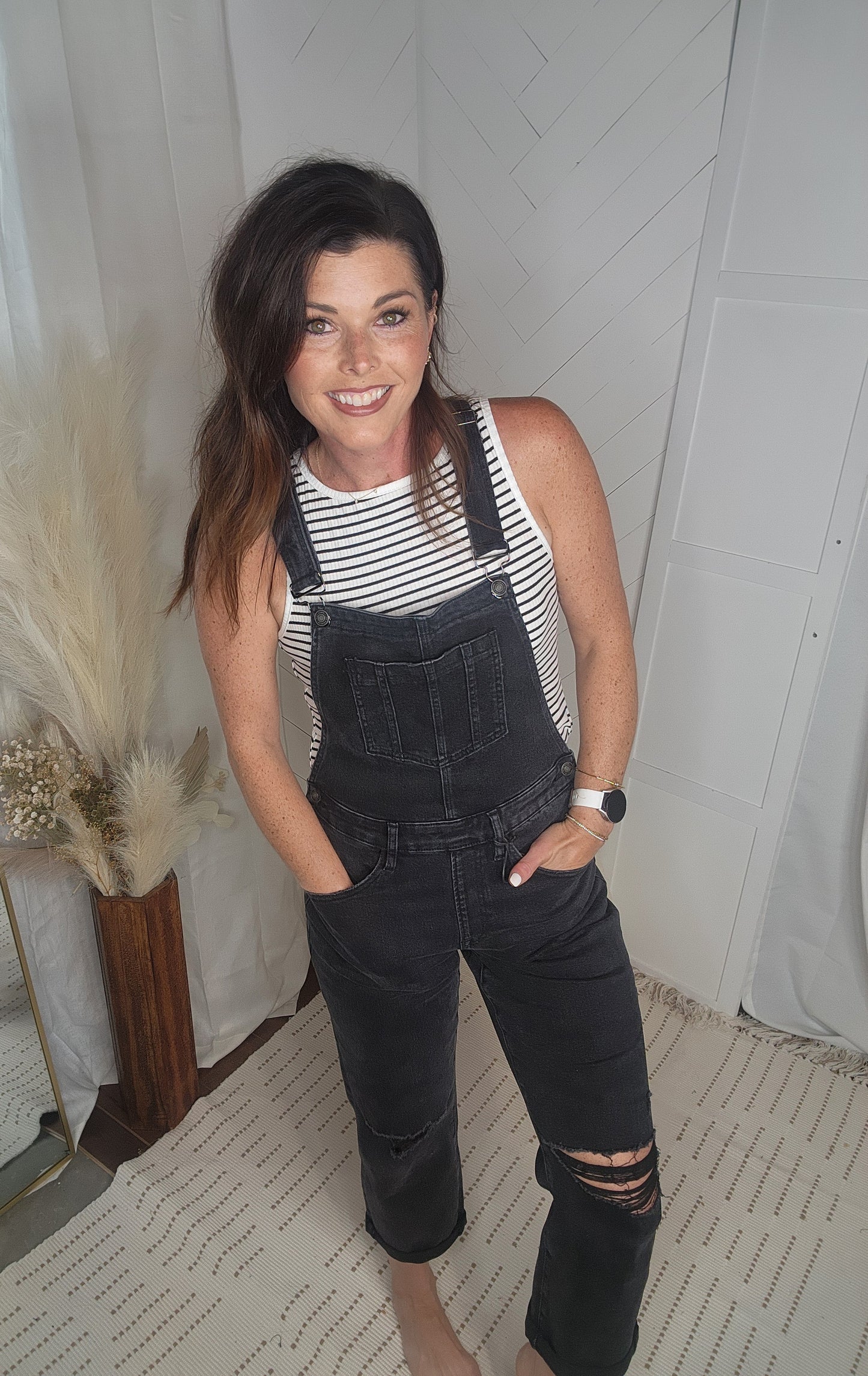 Mica Black Boyfriend Overalls