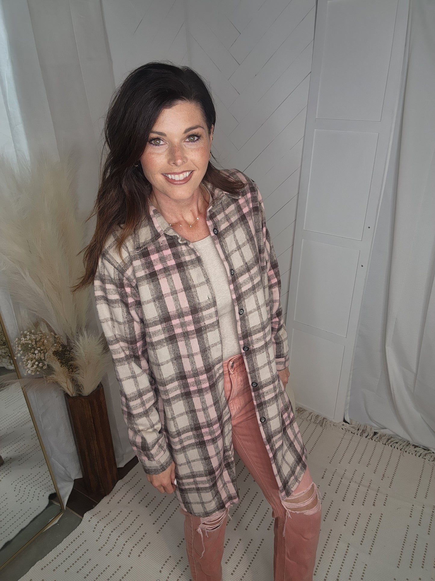 Pink Plaid Shacket