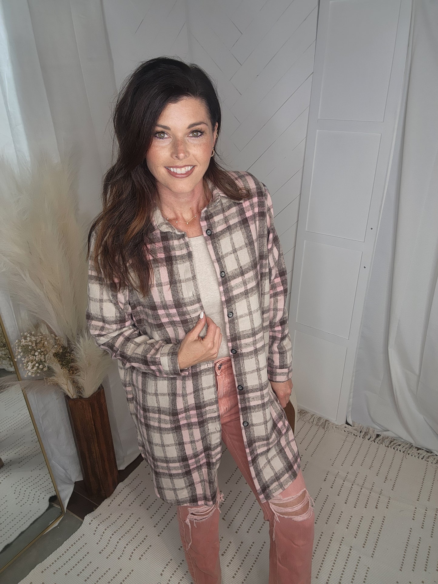 Pink Plaid Shacket