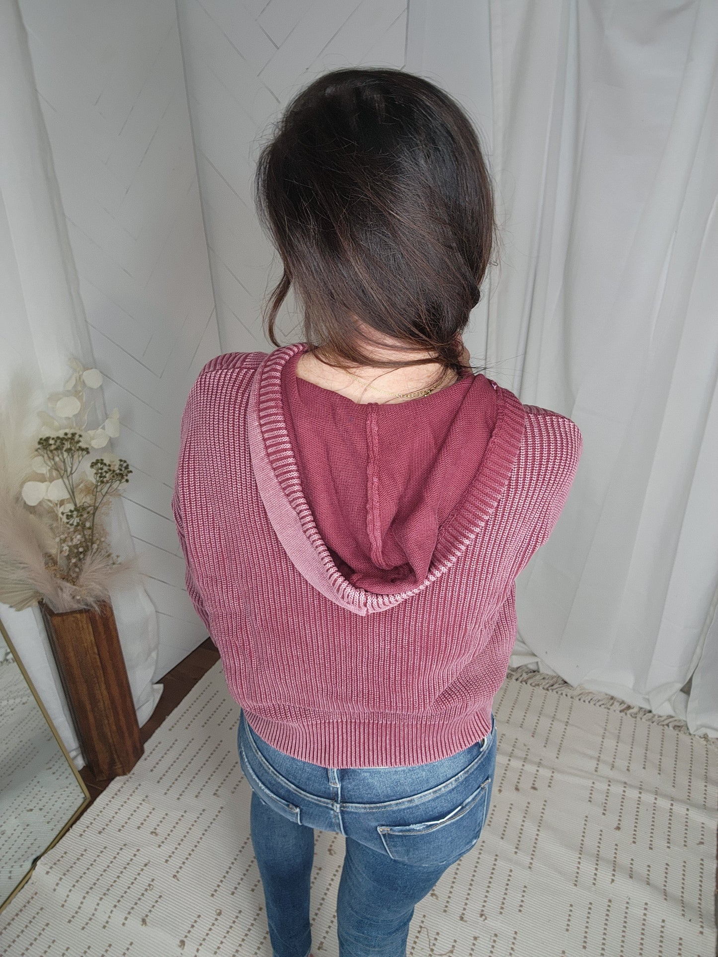 Burgundy Bliss Hooded Henley