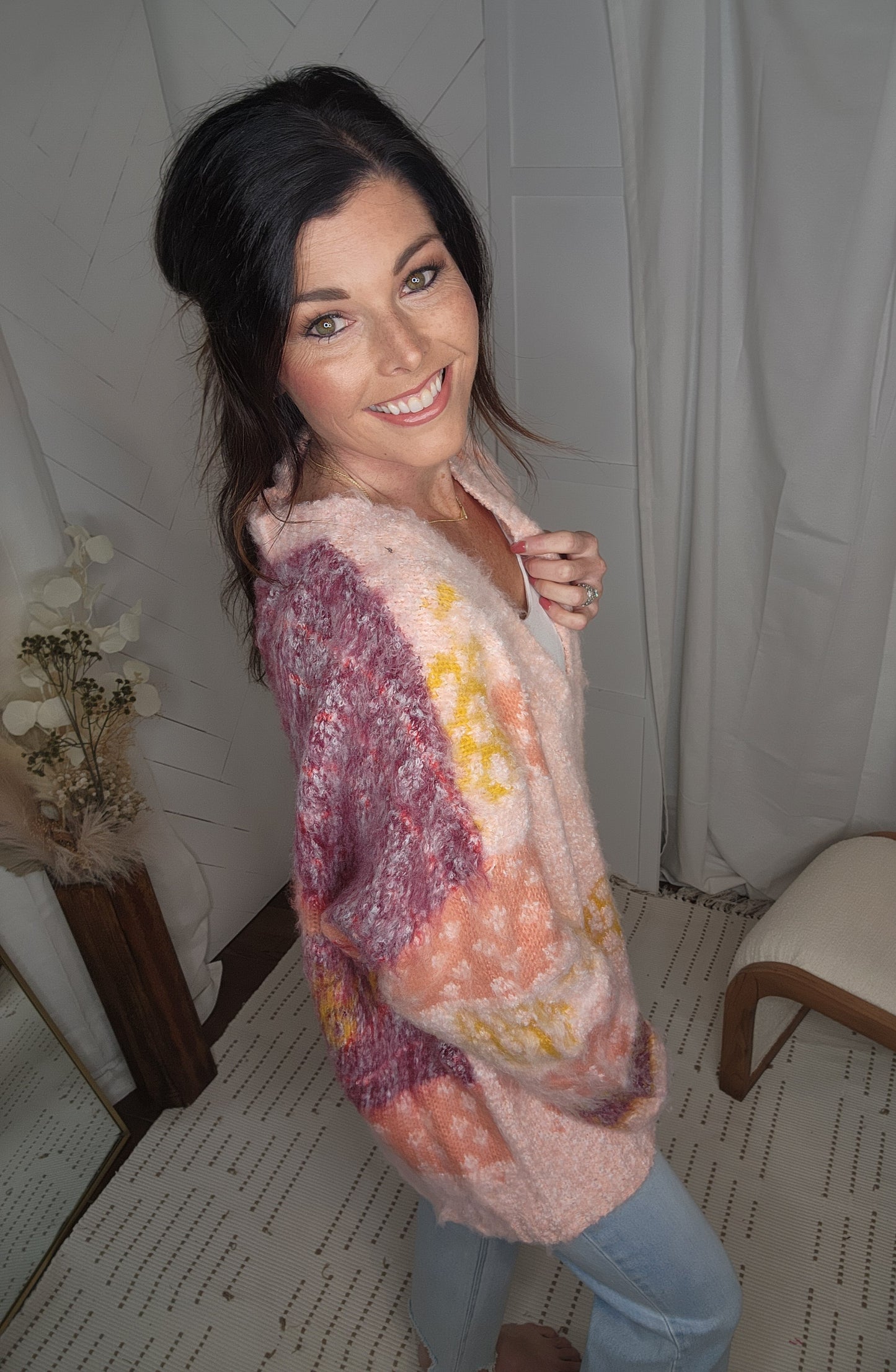 Fuzzy Floral Cardigan