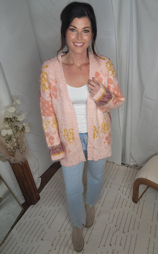 Fuzzy Floral Cardigan