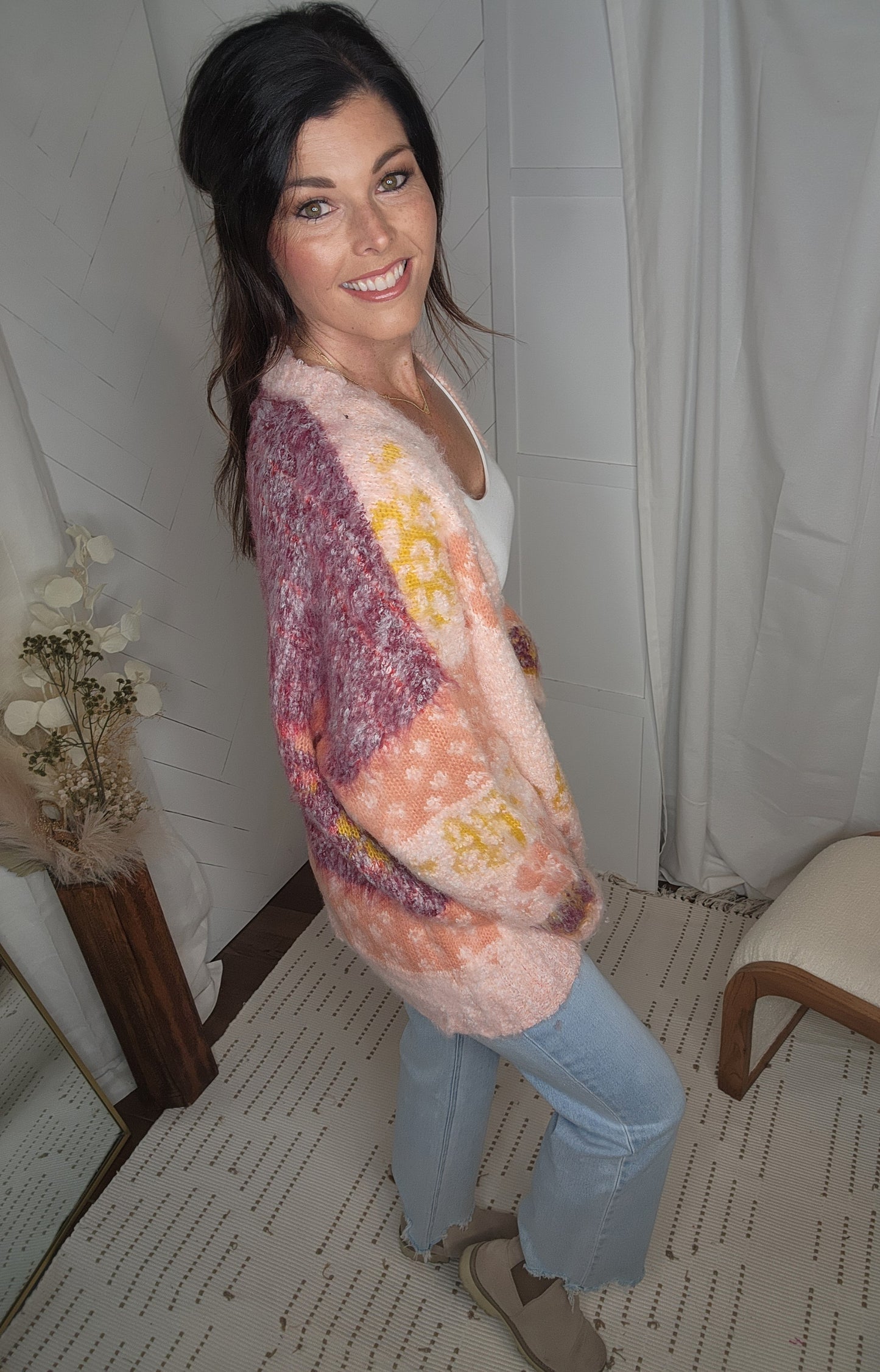 Fuzzy Floral Cardigan