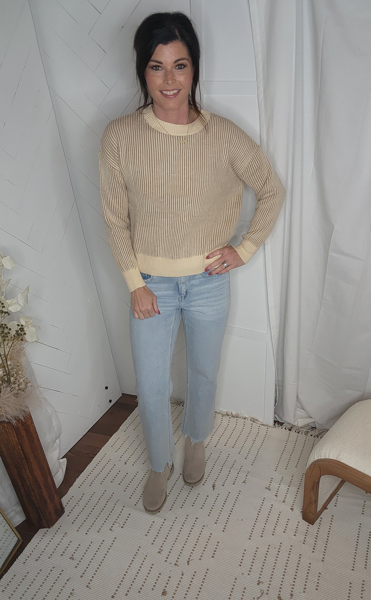 Autumn Haze Ribbed Sweater