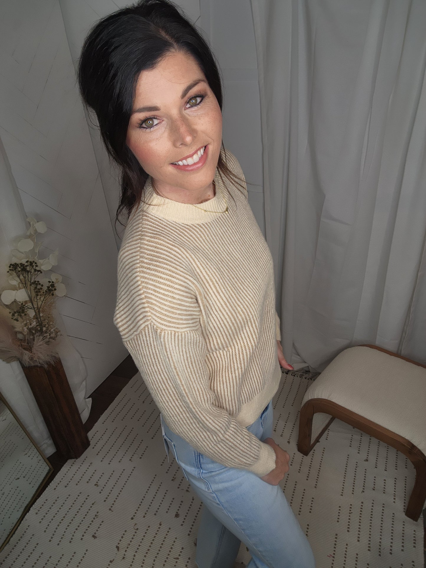 Autumn Haze Ribbed Sweater