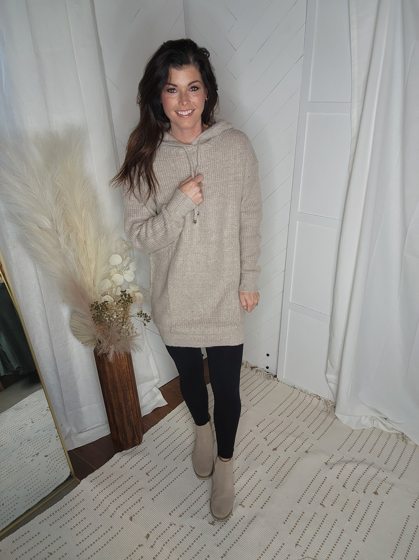 Oatmeal Hooded Sweater Dress