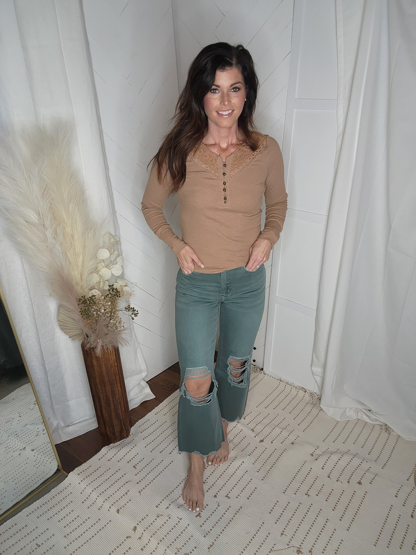 Vervet36 Mallard Green: Vintage Super High Rise Flare Jeans