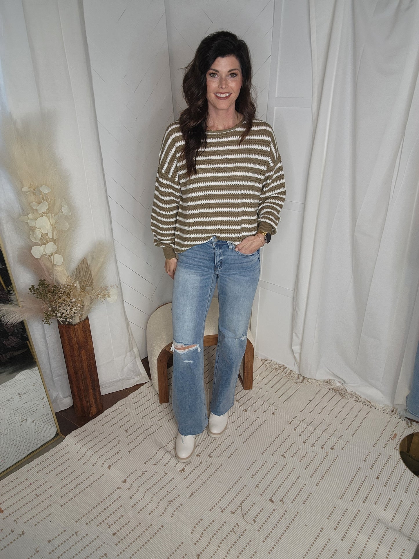 Olive Grove Striped Sweater