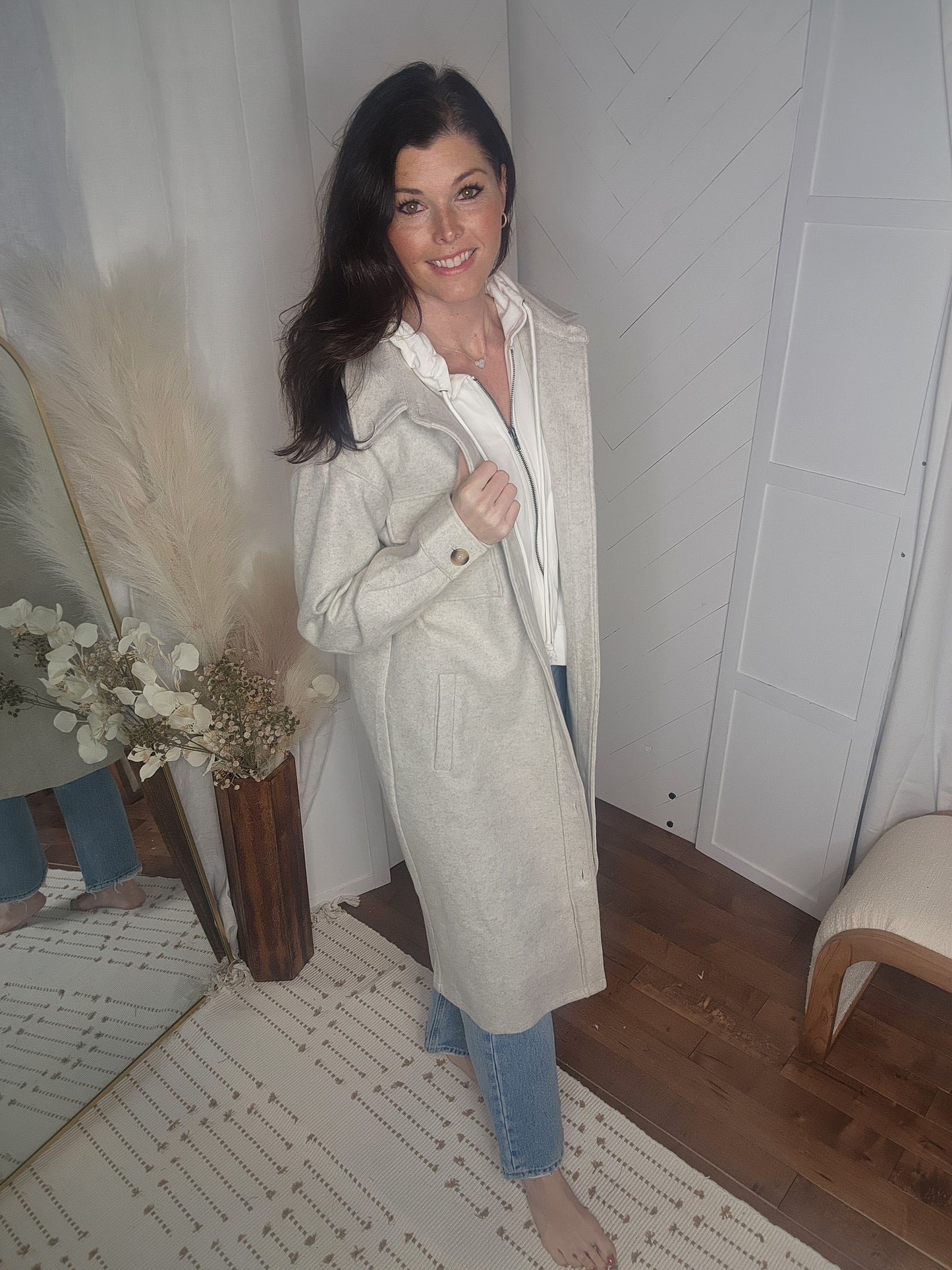 Twofer Hoodie Jacket: Oatmeal