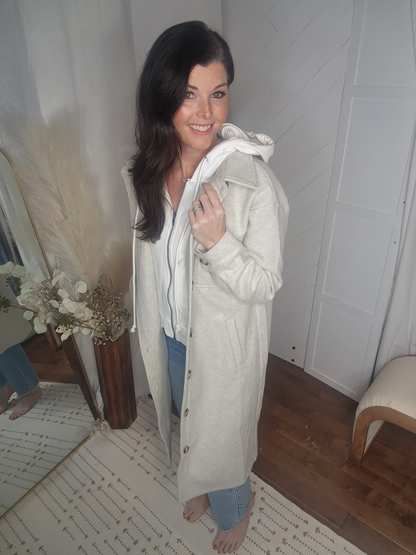 Twofer Hoodie Jacket: Oatmeal