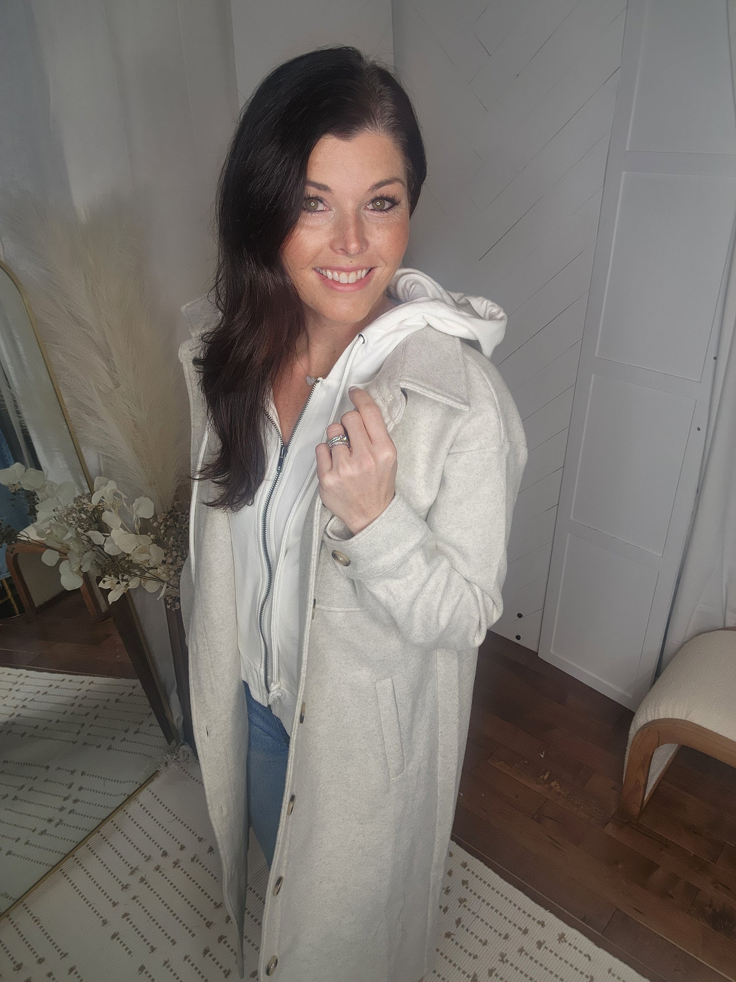 Twofer Hoodie Jacket: Oatmeal