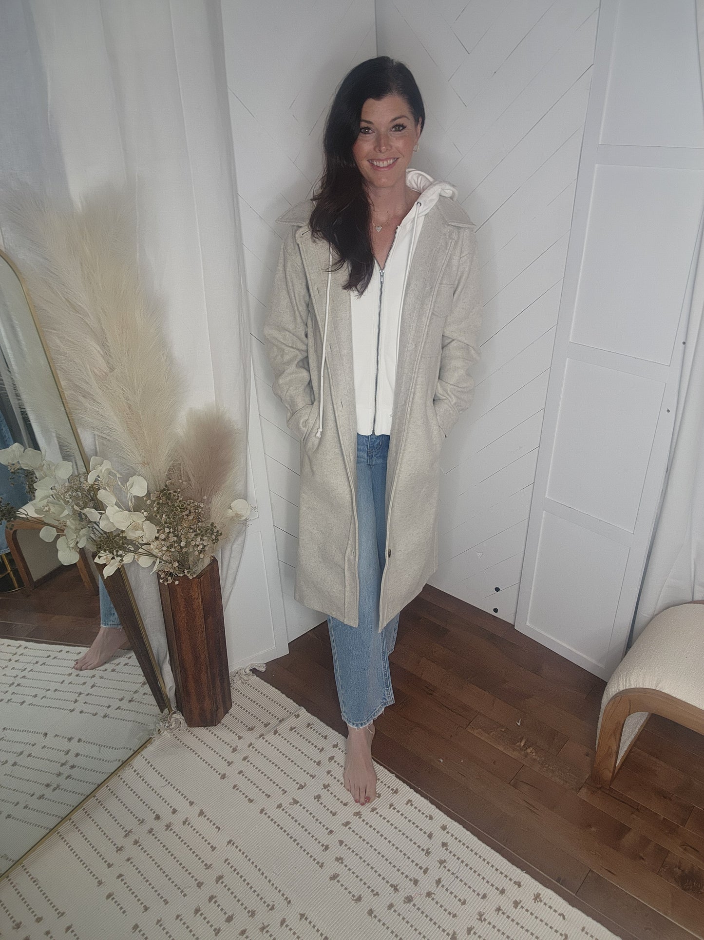 Twofer Hoodie Jacket: Oatmeal