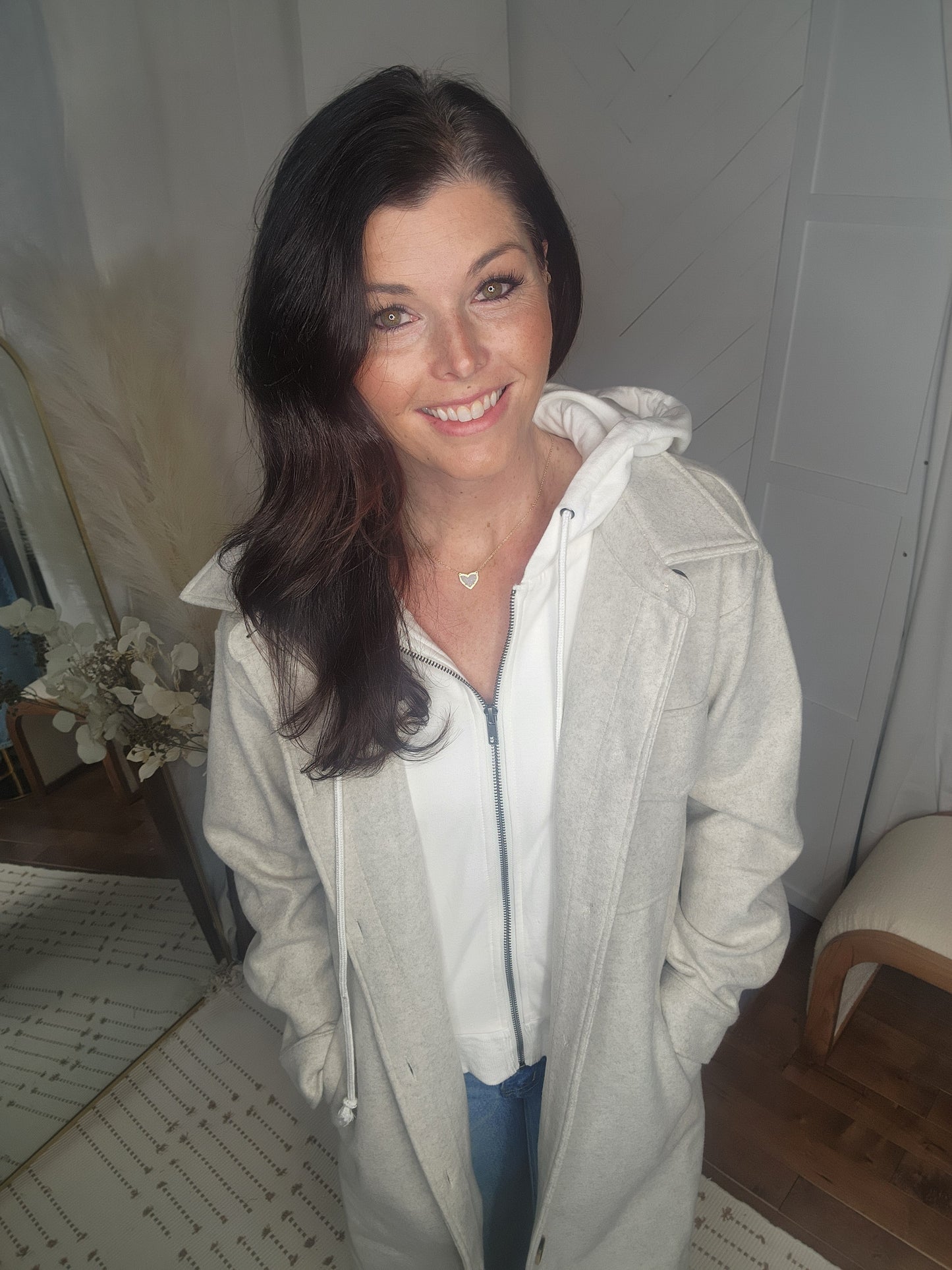 Twofer Hoodie Jacket: Oatmeal