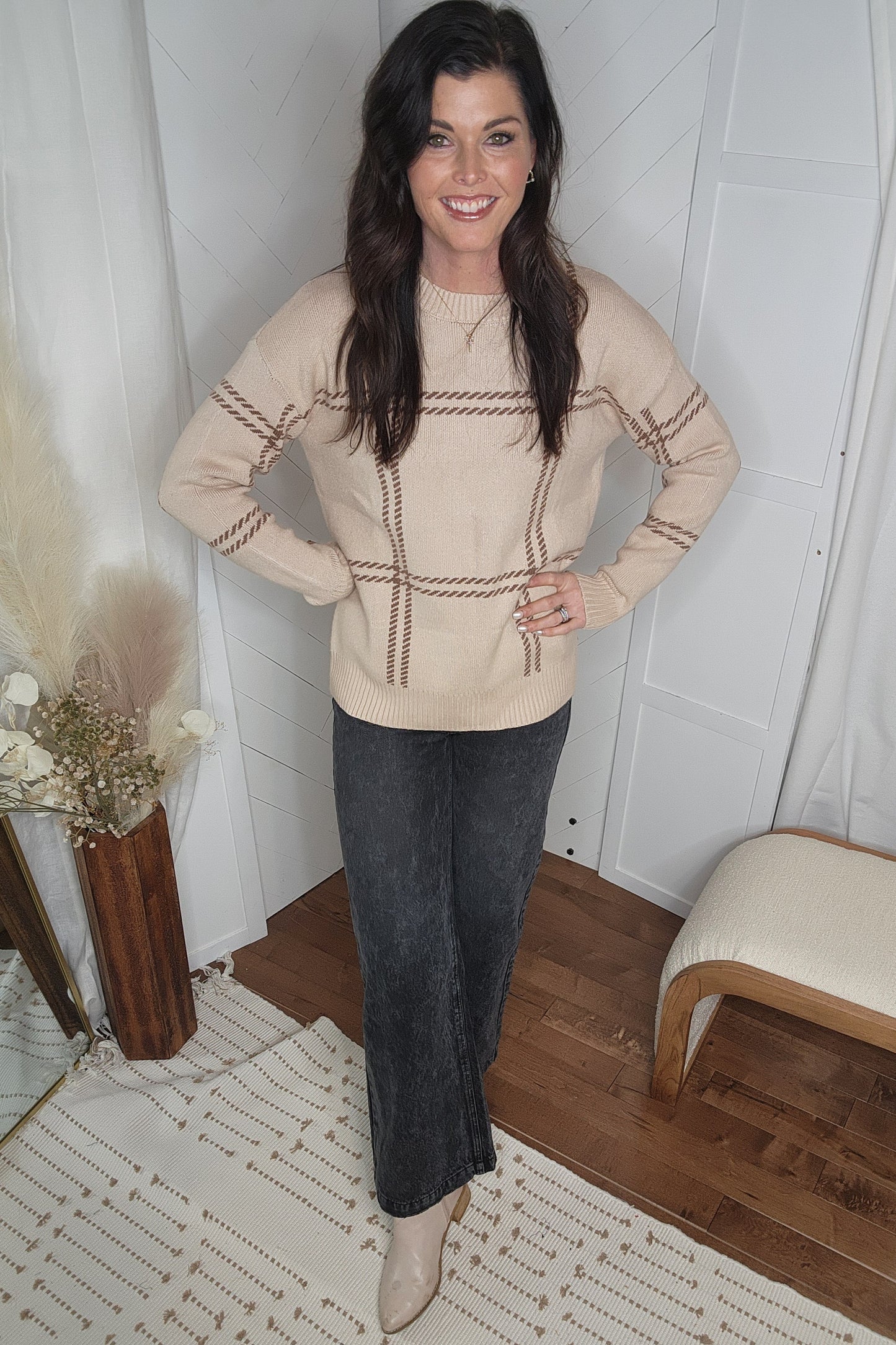 Brown Plaid Sweater