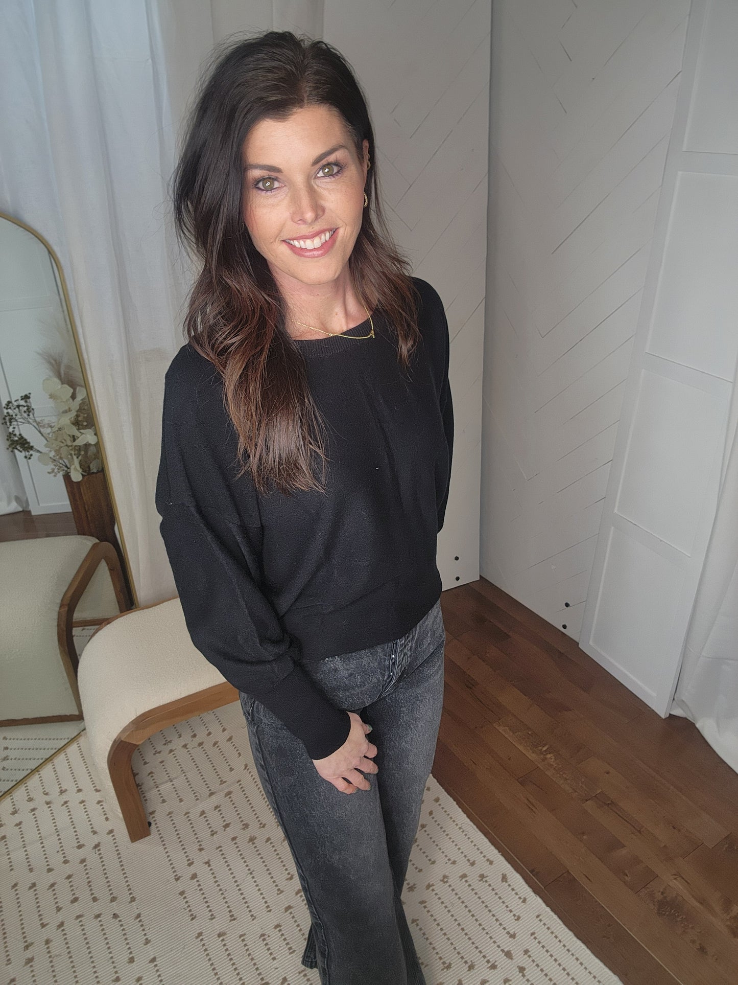 Open Elegance Sweater: Black