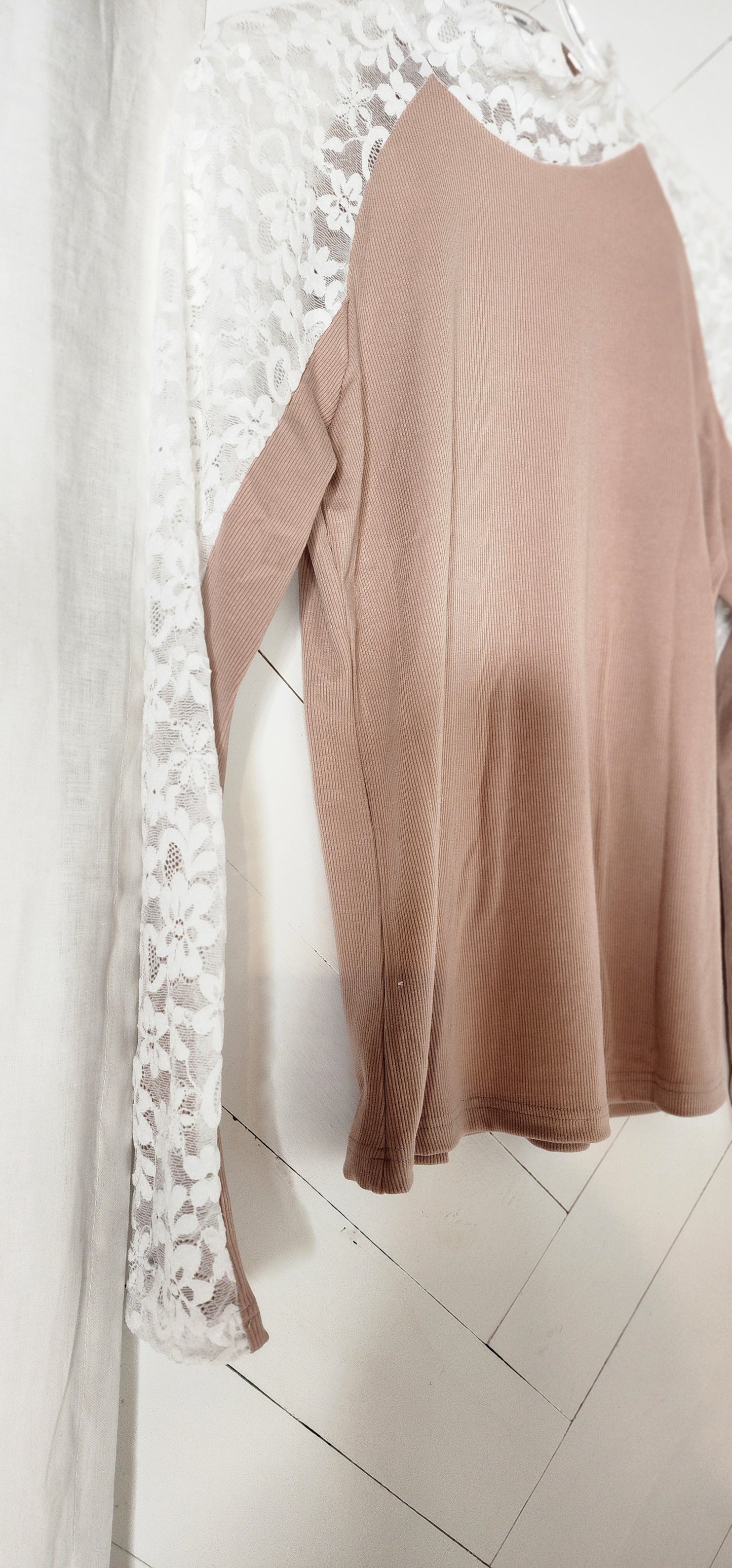 Blush Floral Lace Long Sleeve