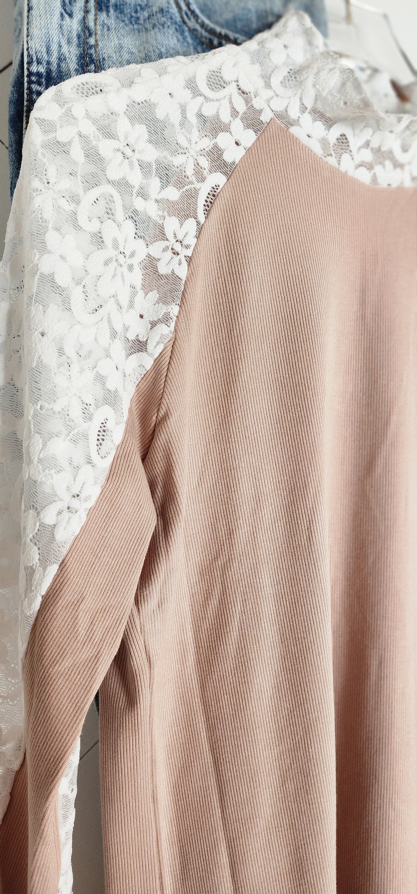 Blush Floral Lace Long Sleeve