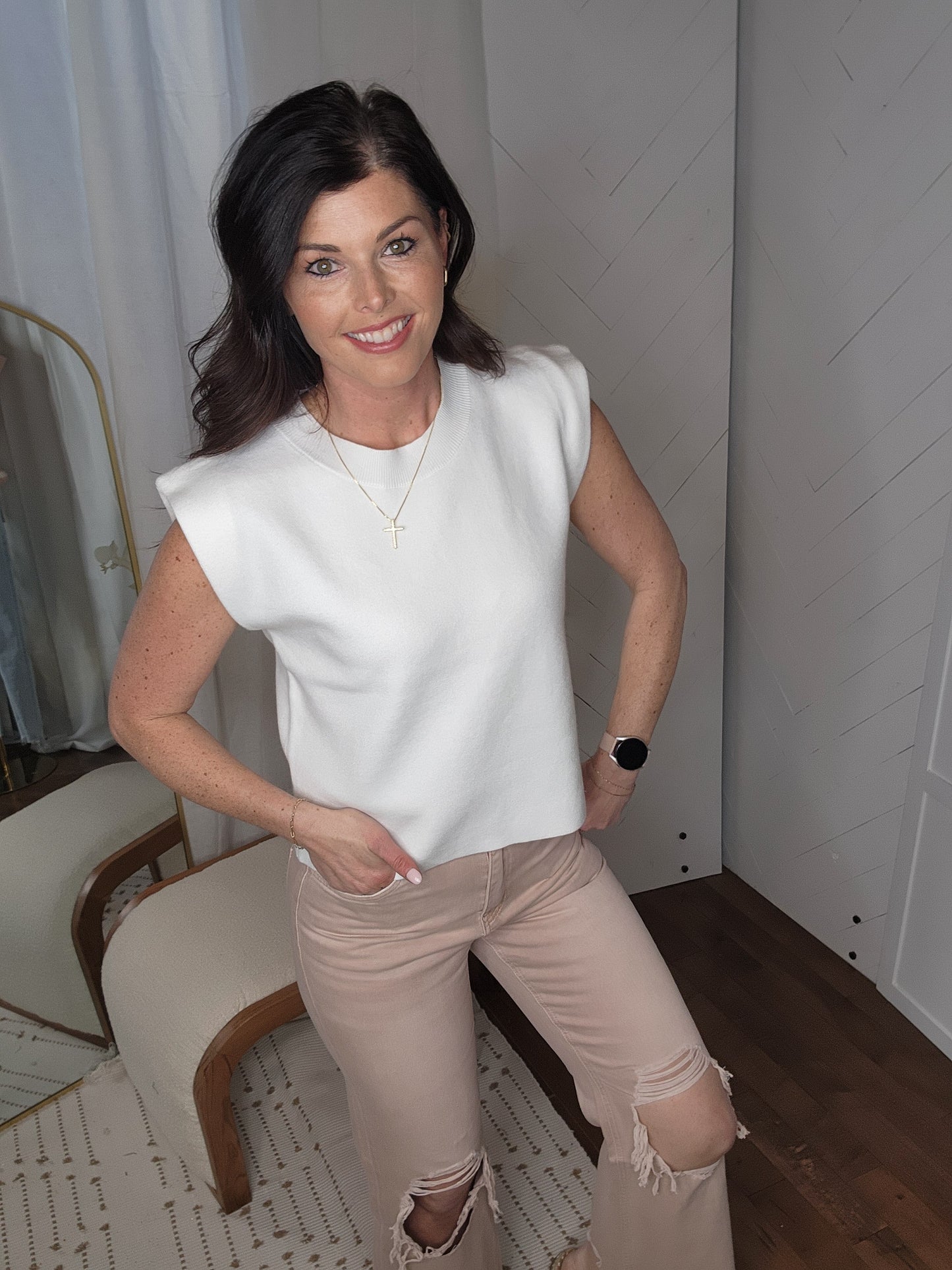 Muscle Crewneck Sweater: Cream