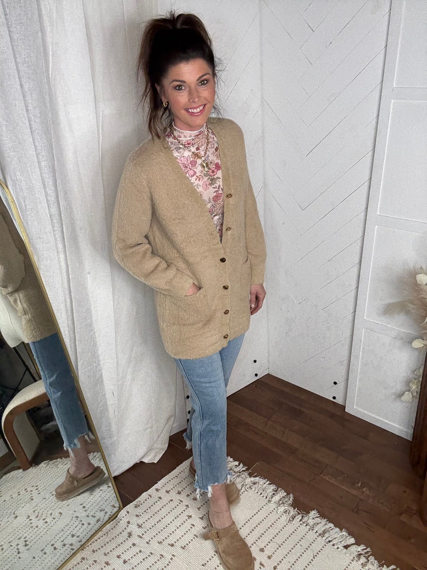 Fuzzy Taupe Cardigan