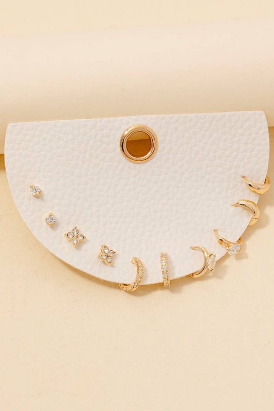 Clover Studs + Hoop Earrings: Set of 5