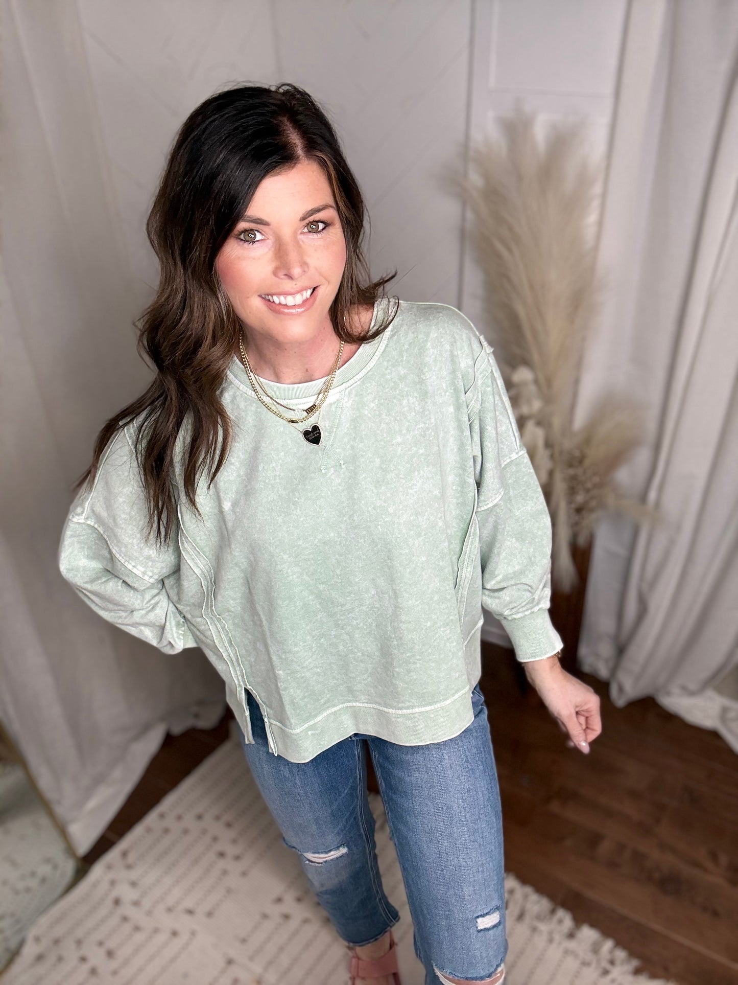 Mint Acid Washed Sweatshirt