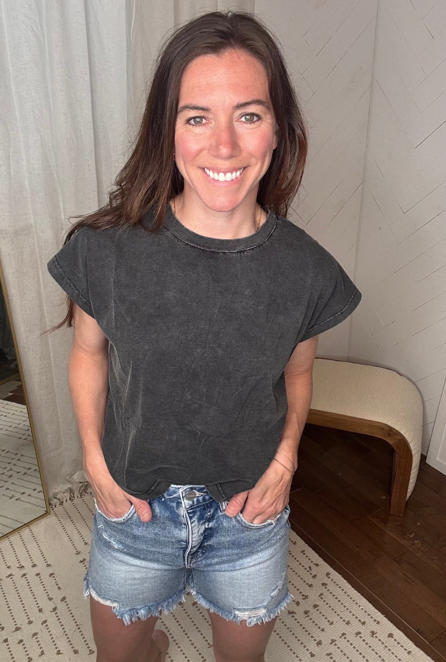 Charcoal Mineral Washed Tee