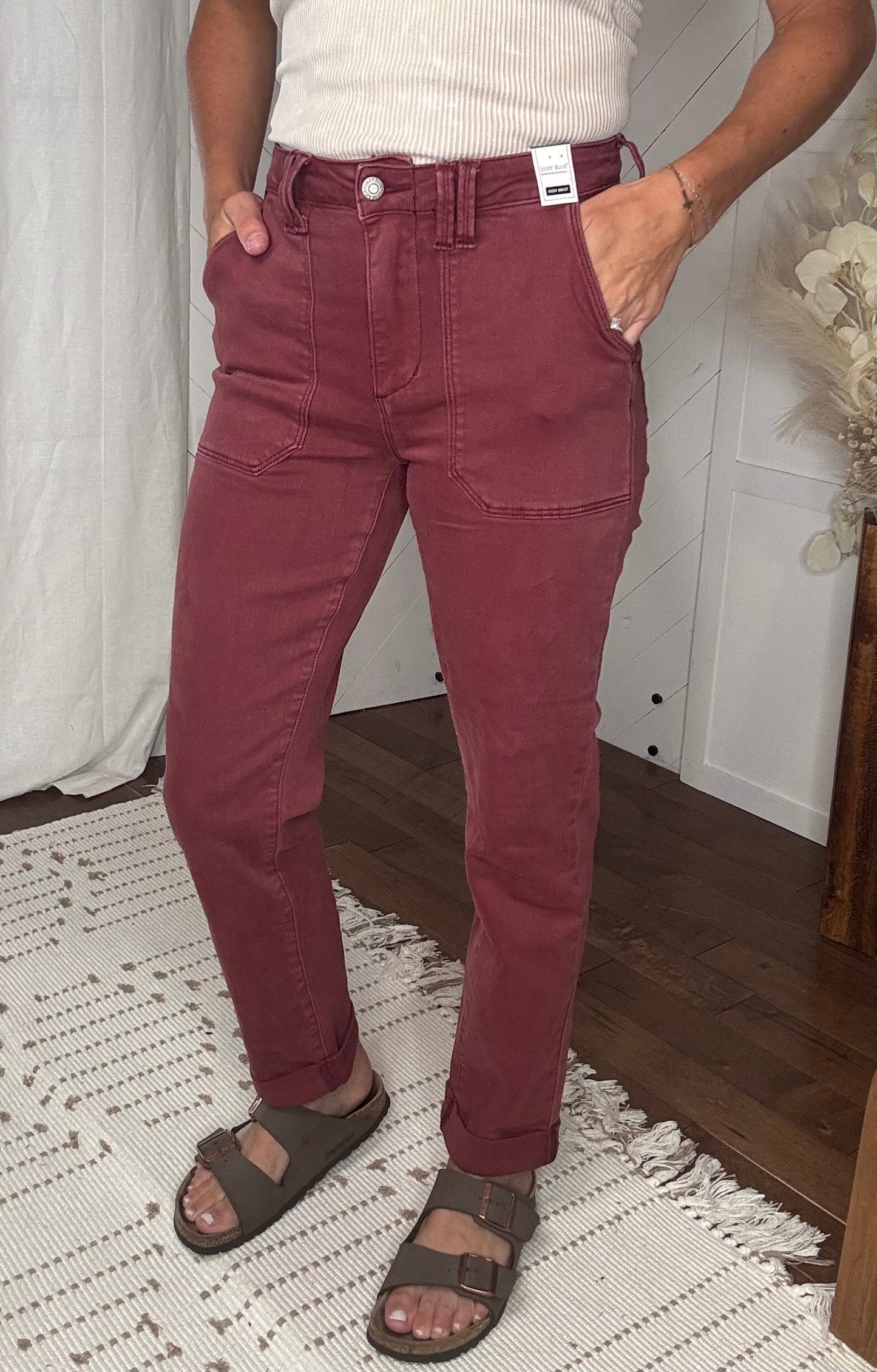 Judy Blue High Waist Burgundy Straight Leg