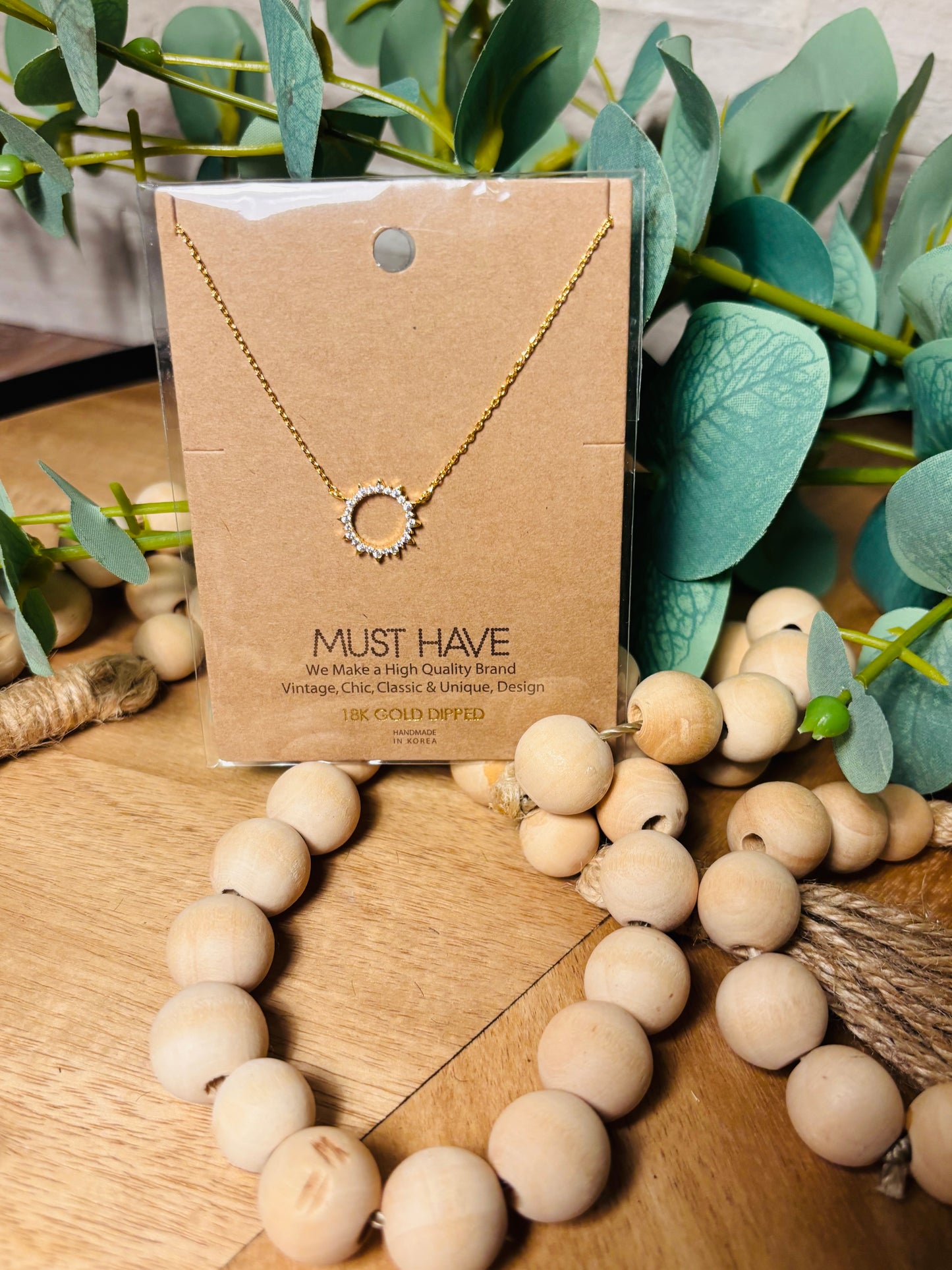 Pave Circle Sun Pendant Necklace