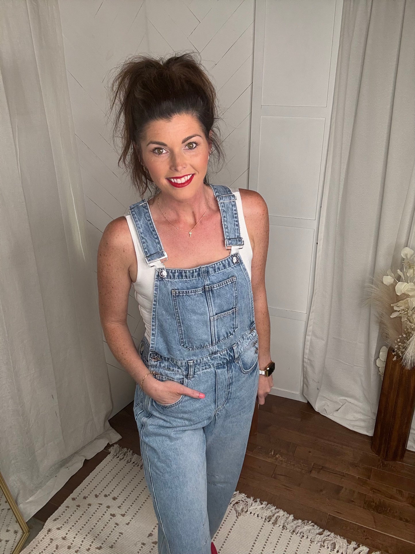 Light Washed Barrel Overalls