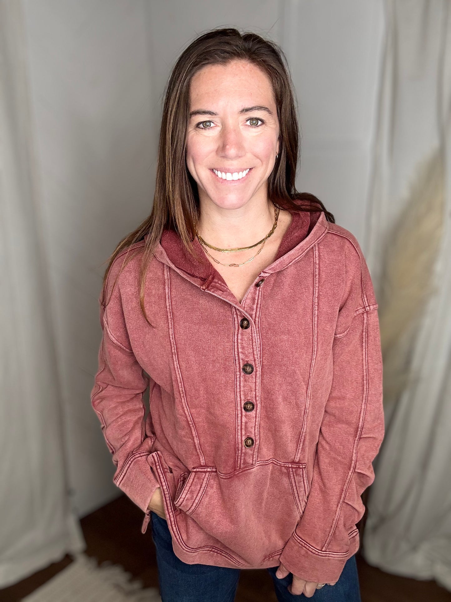 Washed in Burgundy Hooded Tunic