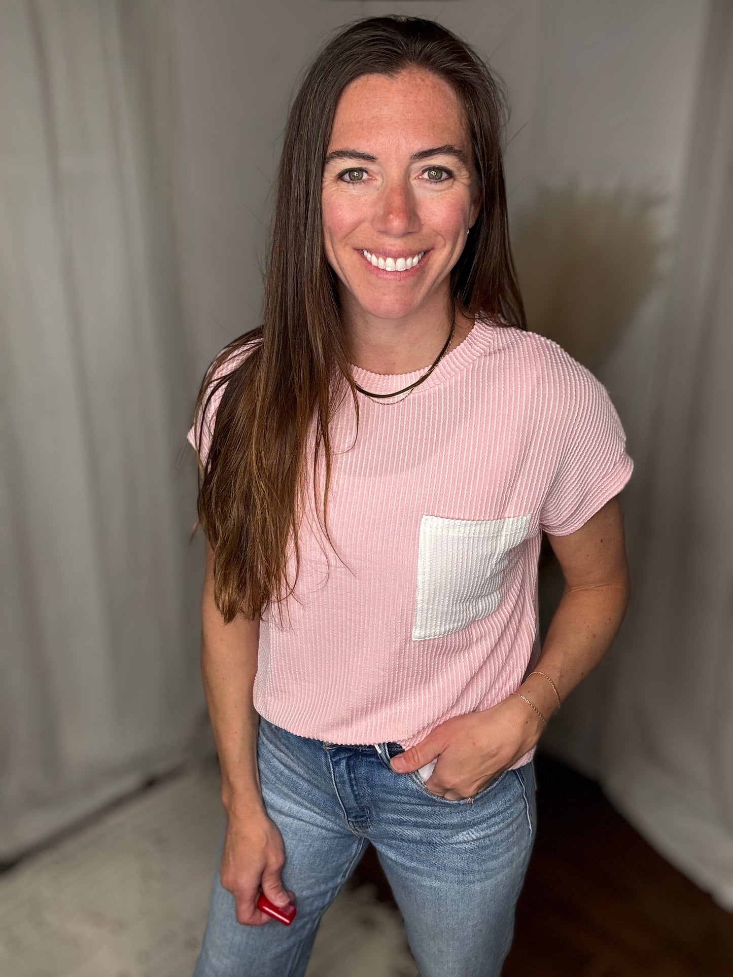 Blush Block Pocket Tee